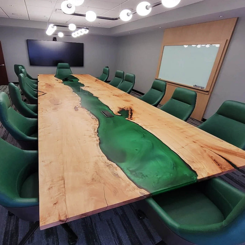 Custom Poplar Epoxy Resin River Conference Table Green Resin ERO-58 (Copy)