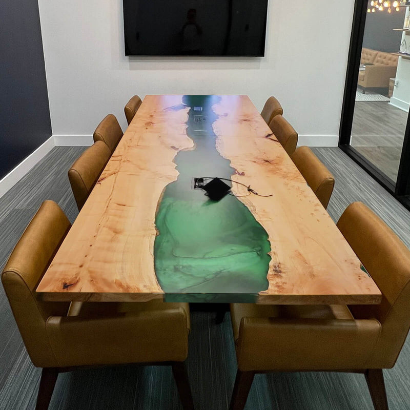 Custom Poplar Epoxy Resin River Conference Table Green Resin ERO-58 (Copy)