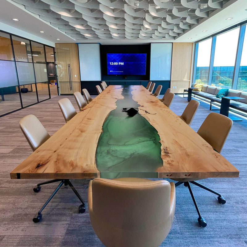 Custom Poplar Epoxy Resin River Conference Table Green Resin ERO-58 (Copy)
